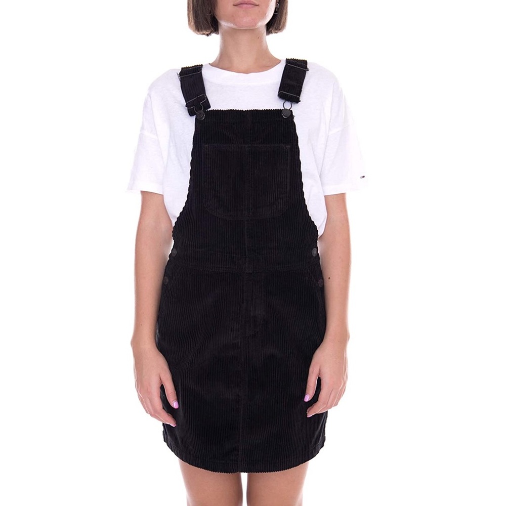 Vero Moda Dungaree Dress-Black corduroy
